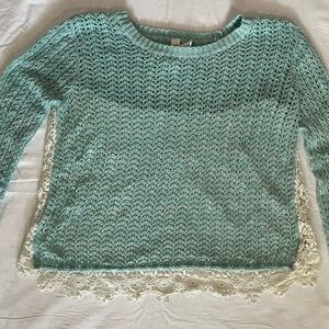 Aeropostale Mint Sweater with Lace Detail